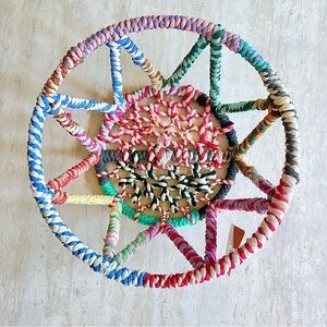 Boho Hand Wrapped Metal Decorative Bowl Basket Portofino Home NEW Colorful Decor